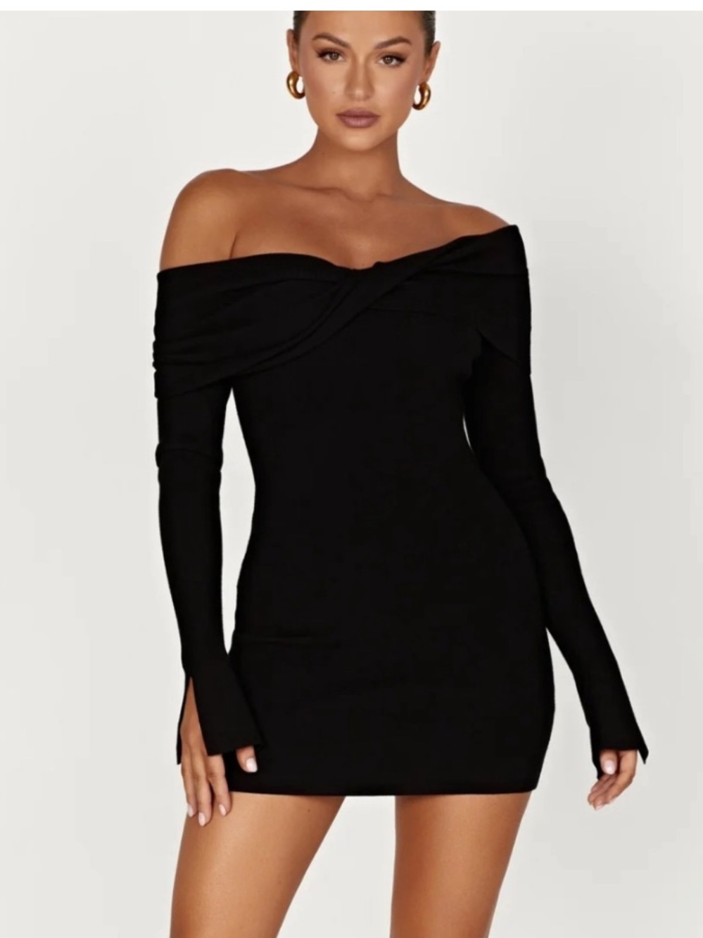 Meshki Off Shoulder Knit Mini Dress Size small